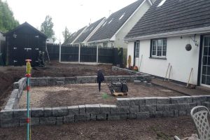 Silver Granite Patio with Charcoal Setts and Connemara Walling in New Ross, Co. Wexford