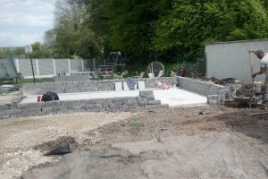 Silver Granite Patio with Charcoal Setts and Connemara Walling in New Ross, Co. Wexford