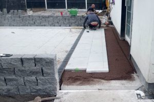 Silver Granite Patio with Charcoal Setts and Connemara Walling in New Ross, Co. Wexford