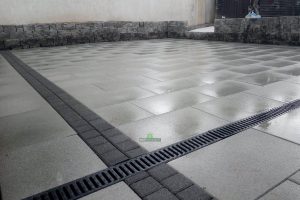 Silver Granite Patio with Charcoal Setts and Connemara Walling in New Ross, Co. Wexford