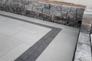 Silver Granite Patio with Charcoal Setts and Connemara Walling in New Ross, Co. Wexford