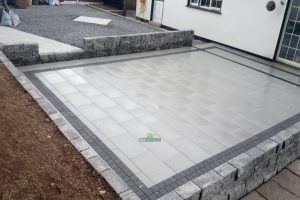 Silver Granite Patio with Charcoal Setts and Connemara Walling in New Ross, Co. Wexford