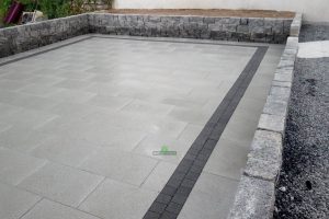 Silver Granite Patio with Charcoal Setts and Connemara Walling in New Ross, Co. Wexford